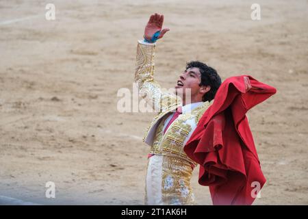 Il torero Isaac Fonseca durante la corrida della feria de otono in Plaza de las Ventas de Madrid, 12 ottobre 2023 Spagna Foto Stock