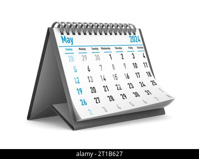 2024 anni. Calendario di maggio. Illustrazione 3D isolata Foto Stock