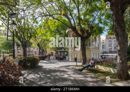 Nel centro storico di la Orotava, padiglione musicale El Kiosco in Plaza de la Constitucion, la Orotava, Tenerife, Isole Canarie, Spagna Foto Stock