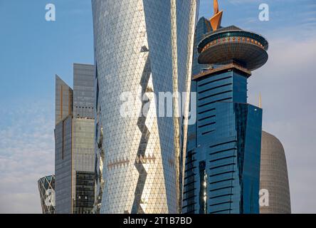 Palm Tower, al Bidda Tower e World Trade Center Building, Doha, Qatar Foto Stock