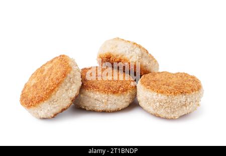 Gustose cotolette di carne su sfondo bianco Foto Stock