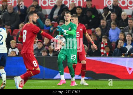 Veljko Ili? Della Serbia U21 durante la partita di qualificazione al campionato europeo UEFA Under 21 tra Inghilterra e Serbia al City Ground di Nottingham giovedì 12 ottobre 2023. (Foto: Jon Hobley | mi News) crediti: MI News & Sport /Alamy Live News Foto Stock