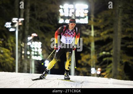 Arnd PFEIFFER, GER, Aktion Biathlon, 10 km Sprint der Maenner XXII. Olympische Winterspiele Sochi, Russland AM 08.02.2014 Foto Stock