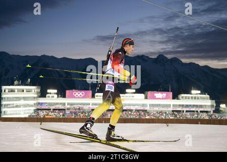 Arnd PFEIFFER, GER, Aktion Biathlon, 10 km Sprint der Maenner XXII. Olympische Winterspiele Sochi, Russland AM 08.02.2014 Foto Stock