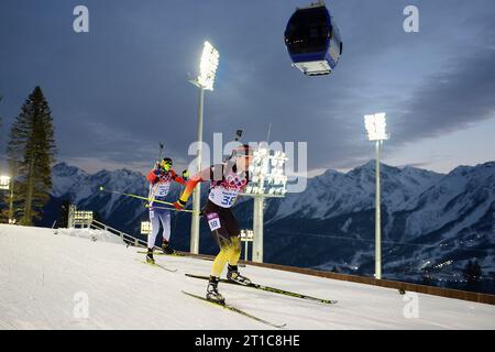 Arnd PFEIFFER, GER, Aktion Biathlon, 10 km Sprint der Maenner XXII. Olympische Winterspiele Sochi, Russland AM 08.02.2014 Foto Stock