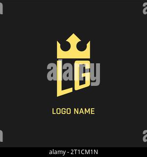 Logo LG monogramma con scudo a forma di corona, elegante grafica vettoriale stile logo iniziale Illustrazione Vettoriale