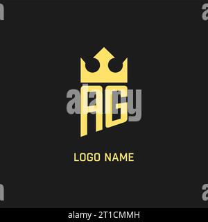 Logo Monogram AG scudo a forma di corona, elegante ed elegante grafica vettoriale con logo iniziale Illustrazione Vettoriale