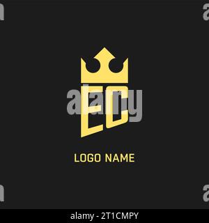 Logo monogramma EC con scudo a forma di corona, elegante grafica vettoriale con logo iniziale di lusso Illustrazione Vettoriale