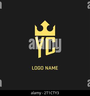 Logo YC monogramma con scudo a forma di corona, grafica vettoriale elegante e di lusso con logo iniziale Illustrazione Vettoriale