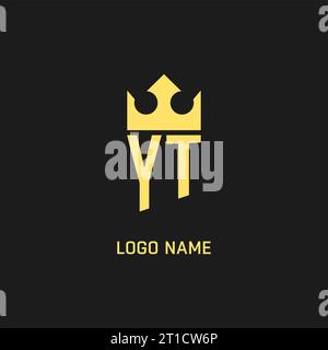 Logo YT monogramma con scudo a forma di corona, grafica vettoriale elegante e di lusso con logo iniziale Illustrazione Vettoriale