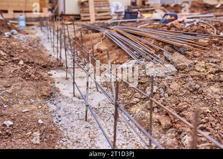 cassaforma in legno per travasare il calcestruzzo, senza persone Foto Stock