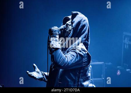 Albertslund, Danimarca. 12 ottobre 2023. La band black metal canadese Panzerfaust esegue un concerto dal vivo a Forbraendingen in Albertslund. (Foto: Gonzales Photo/Alamy Live News Foto Stock