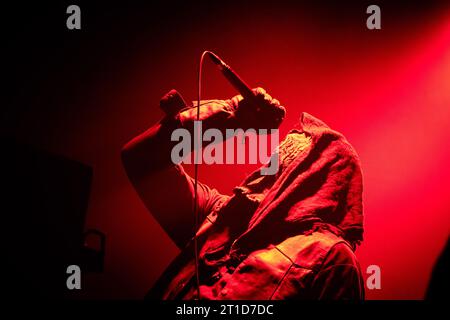 Albertslund, Danimarca. 12 ottobre 2023. La band black metal canadese Panzerfaust esegue un concerto dal vivo a Forbraendingen in Albertslund. (Foto: Gonzales Photo/Alamy Live News Foto Stock