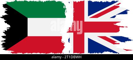 Flag grunge Regno Unito e Kuwait connessione, vettore Illustrazione Vettoriale