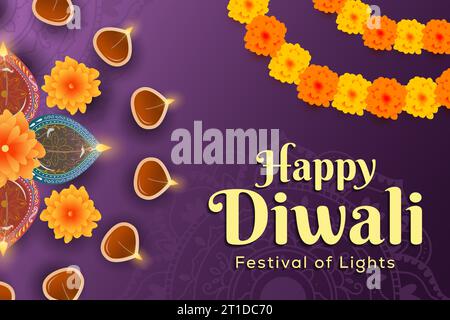 illustrazione di sfondo happy diwali in stile gradiente Illustrazione Vettoriale