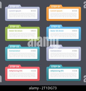 Set di elementi infografico con numeri e posto per il vostro testo, può essere utilizzato come flusso di lavoro, processo, opzioni o le fasi, vettoriale EPS10 illustrazione Illustrazione Vettoriale