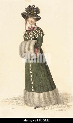 Fashion Plate (abito da passeggio), 1826. Foto Stock