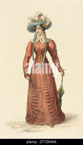 Fashion Plate (abito da passeggio), 1826. Foto Stock