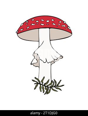 Disegna la mano agarica. Illustrazione vettoriale del contorno lineare. Illustrazione vettoriale Illustrazione Vettoriale