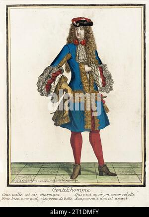 Recueil des modes de la cour de France, "Gentil-homme", Bound 1703-1704. Foto Stock