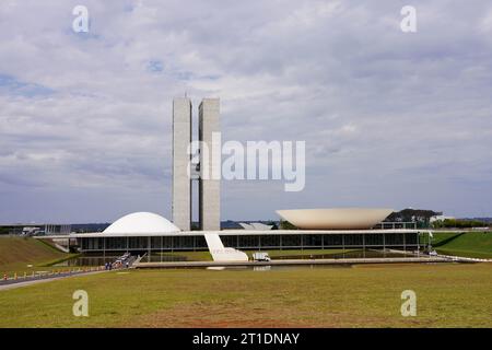 BRASILIA, BRASILE - 30 AGOSTO 2023: Il Congresso Nazionale del Brasile è l'organo legislativo del governo federale brasiliano, Brasilia, Brasile Foto Stock