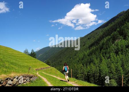 Escursioni vicino a St Gertrude nell'alto Ultental, alto Adige, Italia Foto Stock