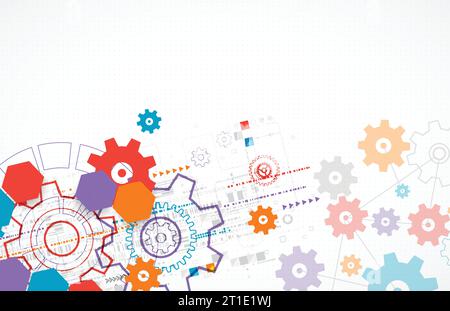 Background tecnologico astratto con ruote dentate. Vettore Illustrazione Vettoriale