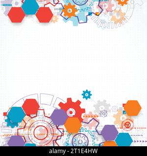 Background tecnologico astratto con ruote dentate. Vettore Illustrazione Vettoriale