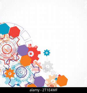 Background tecnologico astratto con ruote dentate. Vettore Illustrazione Vettoriale