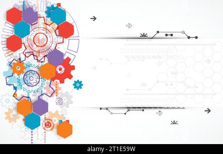 Background tecnologico astratto con ruote dentate. Vettore Illustrazione Vettoriale