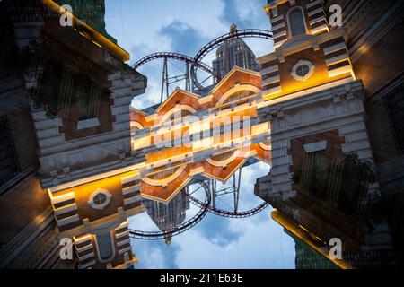 Doppia esposizione di un hotel sulla Strip di Las Vegas, Nevada. Foto Stock