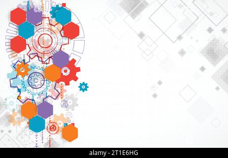 Background tecnologico astratto con ruote dentate. Vettore Illustrazione Vettoriale