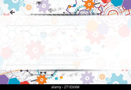 Background tecnologico astratto con ruote dentate. Vettore Illustrazione Vettoriale