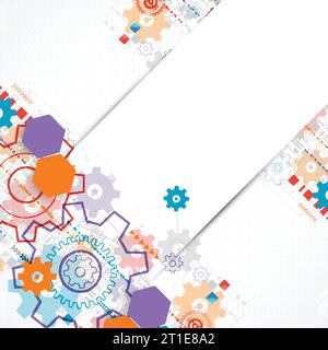 Background tecnologico astratto con ruote dentate. Vettore Illustrazione Vettoriale
