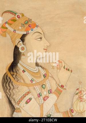 Ritratto idealizzato dell'imperatrice Moghul Nur Jahan (1577-1645)?, tra c1725 e c1750. Foto Stock
