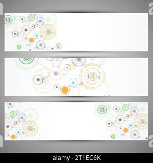 Set di banner a tema per la tecnologia Web per il sito Web. Illustrazione vettoriale Illustrazione Vettoriale