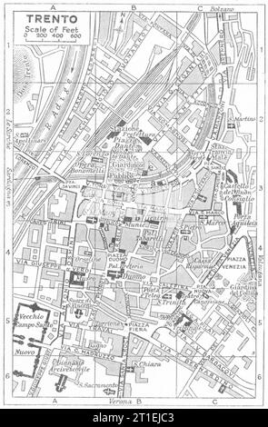 Comune DI TRENTO. Italia 1953 vecchia mappa d'epoca Foto Stock