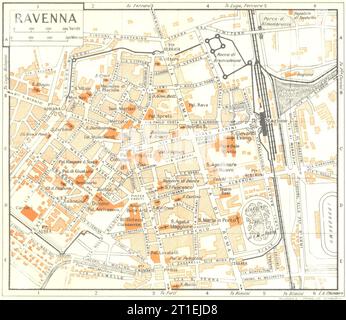 Piano città DI RAVENNA. Italia 1953 vecchia mappa d'epoca Foto Stock