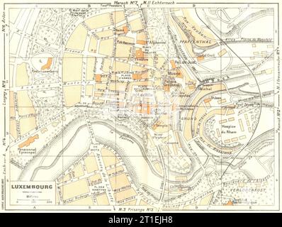 LUSSEMBURGO 1953 vecchia mappa d'epoca Foto Stock