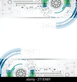 Background tecnologico astratto con vari elementi. Vettore Illustrazione Vettoriale