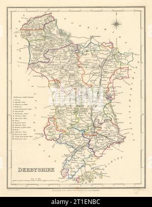 Antica mappa della contea DEL DERBYSHIRE di Creighton & Walker per Lewis c1840 vecchio Foto Stock