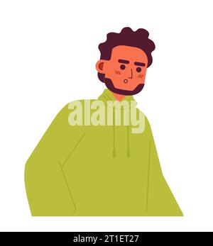 Personaggio vettoriale semipiatto uomo indiano scioccato Illustrazione Vettoriale