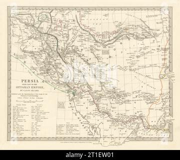 PERSIA (IRAN) . Con parte dell'Impero Ottomano. Iraq. Vecchia mappa SDUK 1844 Foto Stock