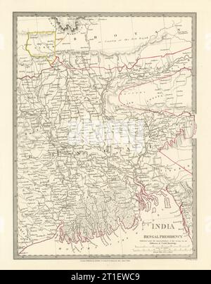 BENGALA BANGLADESH. Chittagong (Chotogram) Sikim Sikkim Bhutan. Mappa SDUK 1844 Foto Stock