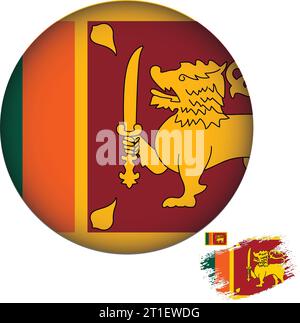 Bandiera dello Sri Lanka a forma rotonda Illustrazione Vettoriale