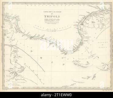 LIBIA.GOLFO DI SIDRA SIRTE. Nord Africa o Barbary.Tripoli Fezzan.SDUK 1844 Foto Stock