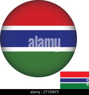 Bandiera Gambia a forma rotonda Illustrazione Vettoriale