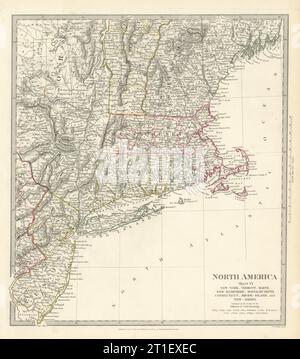 USA.New York Maine Massachusetts Connecticut New Jersey NH RI VT.SDUK 1844 mappa Foto Stock