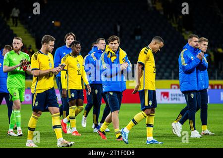 Stoccolma, Svezia. 12 ottobre 2023. Victor Lindelof, svedese, visto dopo l'amichevole di calcio tra Svezia e Moldavia alla Friends Arena di Stoccolma. (Foto: Gonzales Photo/Alamy Live News Foto Stock