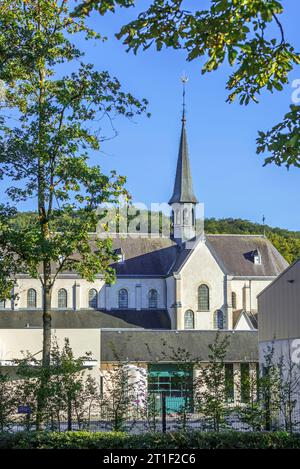 Abbazia Trappista di Rochefort / Abbazia cistercense di Notre-Dame de Saint-Rémy, famosa per la sua birreria, Namur, Ardenne belghe, Vallonia, Belgio Foto Stock